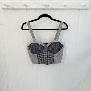 American Eagle Patchwork Bustier Crop Top Corset